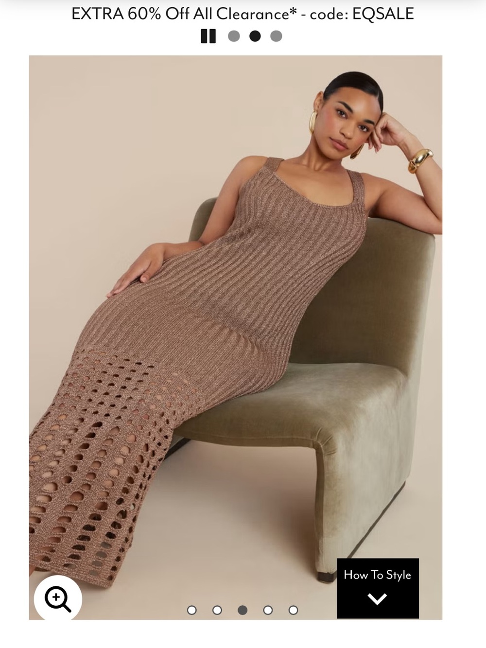 ELOQUII 14/16 Metallic Open Stitch Sweater Dress - NEW WITH TAGS - Picture 4 of 11